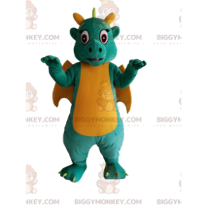 Costume de mascotte BIGGYMONKEY™ de dragonne vert et jaune avec