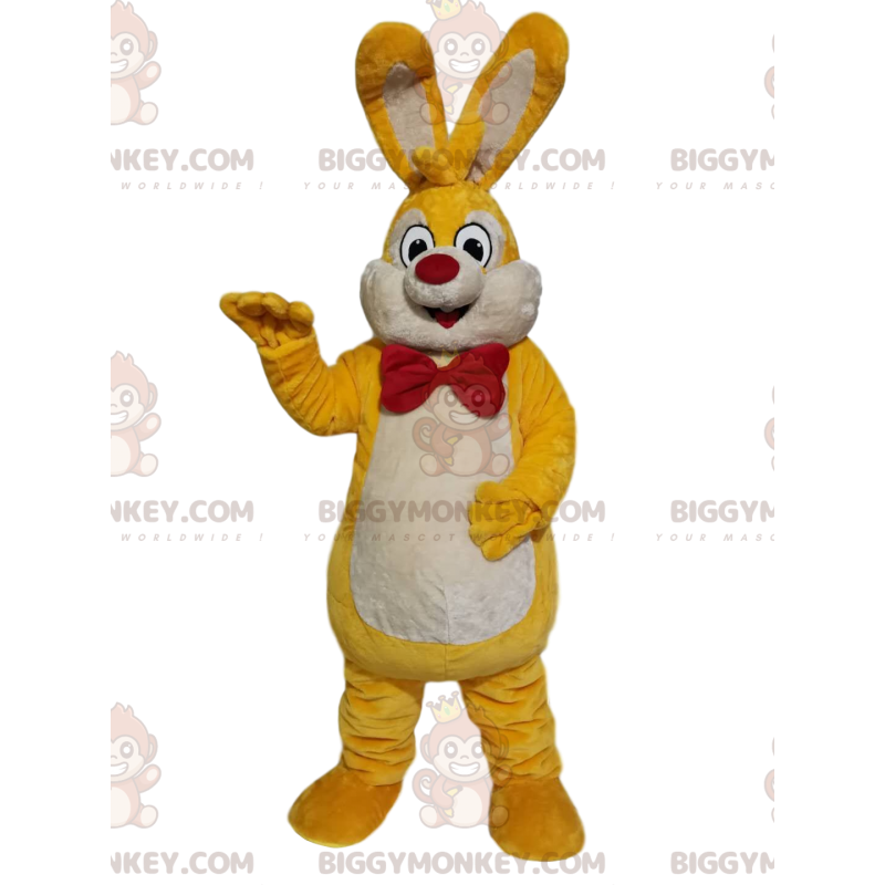 BIGGYMONKEY™ Maskottchen-Kostüm Gelb-weißer Hase mit roter