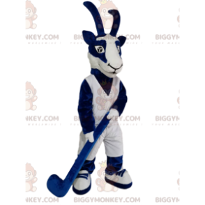 BIGGYMONKEY™ Mascot Costume Blue and White Buff with Hockey