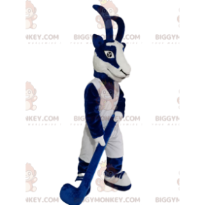 BIGGYMONKEY™ Mascot Costume Blue and White Buff with Hockey