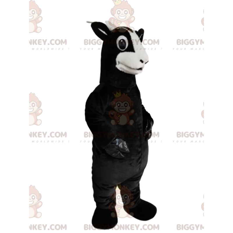 Schwarze Ziege BIGGYMONKEY™ Maskottchen-Kostüm mit