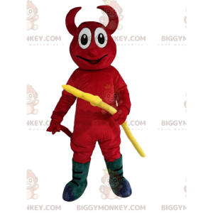 BIGGYMONKEY™ Maskottchen-Kostüm des lächelnden roten Teufels