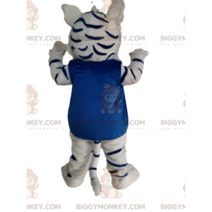 Costume de mascotte BIGGYMONKEY™ de tigre blanc et noir avec un