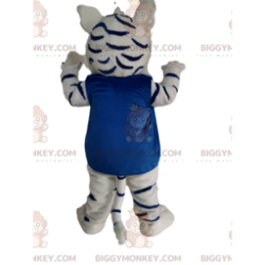 Traje de mascote BIGGYMONKEY™ Tigre branco e preto com colete