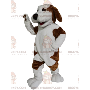 Costume de mascotte BIGGYMONKEY™ de chien marron et blanc avec