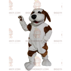 Bruine en witte hond BIGGYMONKEY™ mascottekostuum met een mooie