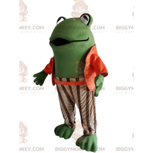 Στολή μασκότ Green Frog BIGGYMONKEY™ με πορτοκαλί και λευκό