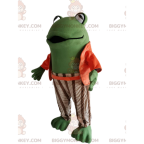 Kostým maskota Green Frog BIGGYMONKEY™ s oranžově bílým