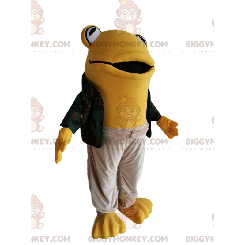 Traje de mascote de sapo amarelo BIGGYMONKEY™ com vestido