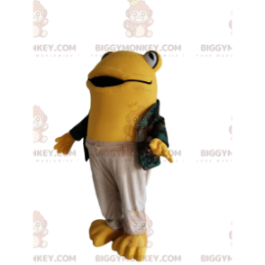 BIGGYMONKEY™ Gelber Frosch-Maskottchen-Kostüm mit Freizeitkleid