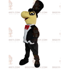 Sjovt Dino BIGGYMONKEY™ maskotkostume med sort jakkesæt og rød