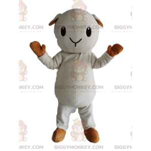 Little White and Beige Sheep BIGGYMONKEY™ Mascot Costume –