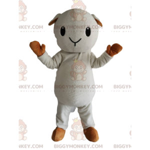 Traje de mascote BIGGYMONKEY™ de ovelhinha branca e bege –