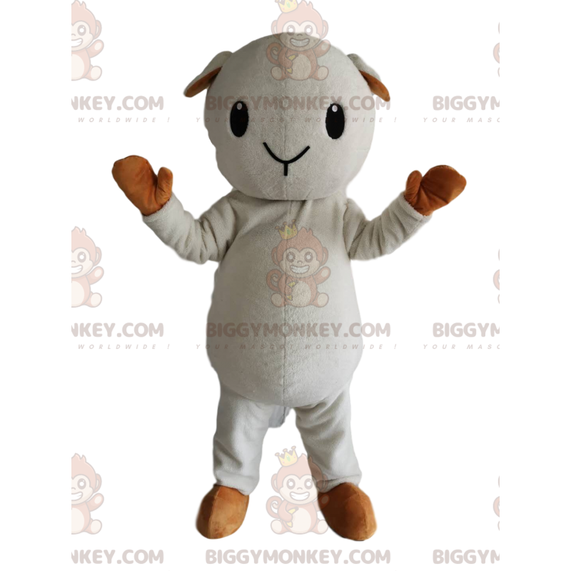 Costume da mascotte pecorella bianca e beige BIGGYMONKEY™ -