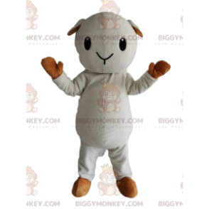 Costume de mascotte BIGGYMONKEY™ de petit mouton blanc et beige