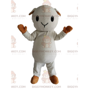 Little White and Beige Sheep BIGGYMONKEY™ maskottiasu -