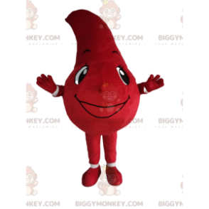 BIGGYMONKEY™ mascot costume of red drop with a wonderful smile