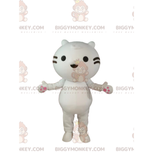 BIGGYMONKEY™-mascottekostuum van kleine witte kat met zwarte