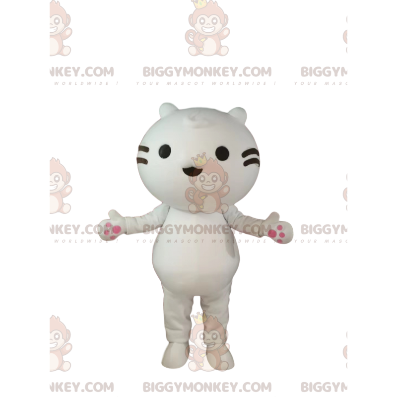 BIGGYMONKEY™ Mascot Costume of Little White Cat with Black