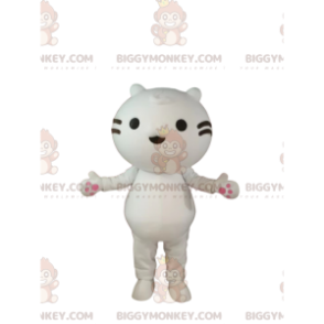 BIGGYMONKEY™ maskotdräkt av Little White Cat med svarta morrhår