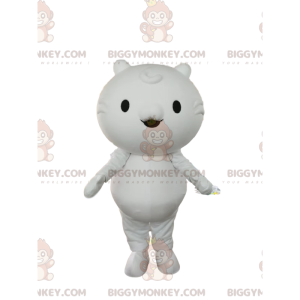 BIGGYMONKEY™ maskotkostume af lille hvid kat med små øjne og