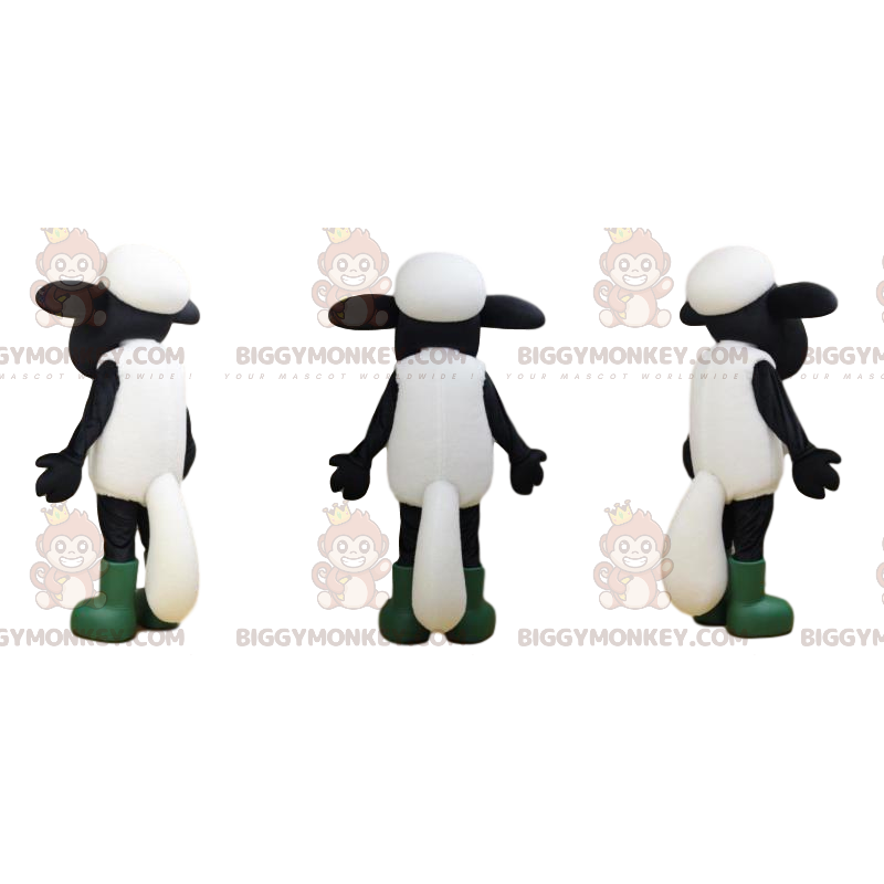 Costume de mascotte BIGGYMONKEY™ de mouton blanc et noir avec