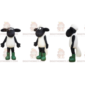 BIGGYMONKEY™ Maskottchen-Kostüm Weißes und schwarzes Schaf mit