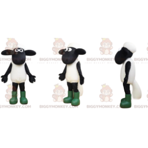 BIGGYMONKEY™ maskottiasu Valkoinen ja musta lammas isoilla