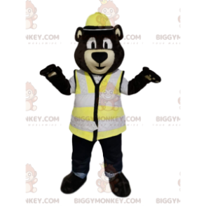 Costume de mascotte BIGGYMONKEY™ d'ours marron avec un casque