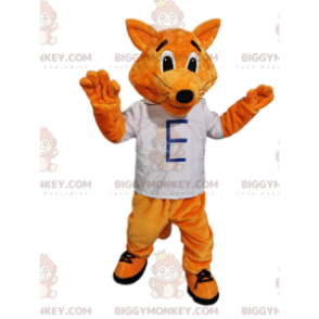 Playful Red Fox BIGGYMONKEY™ Mascot Costume With White T-Shirt