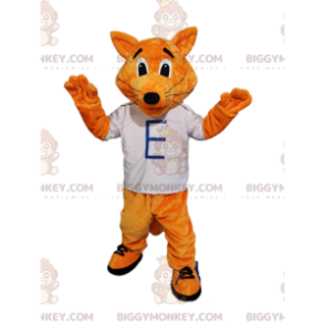 Playful Red Fox BIGGYMONKEY™ Mascot Costume With White T-Shirt