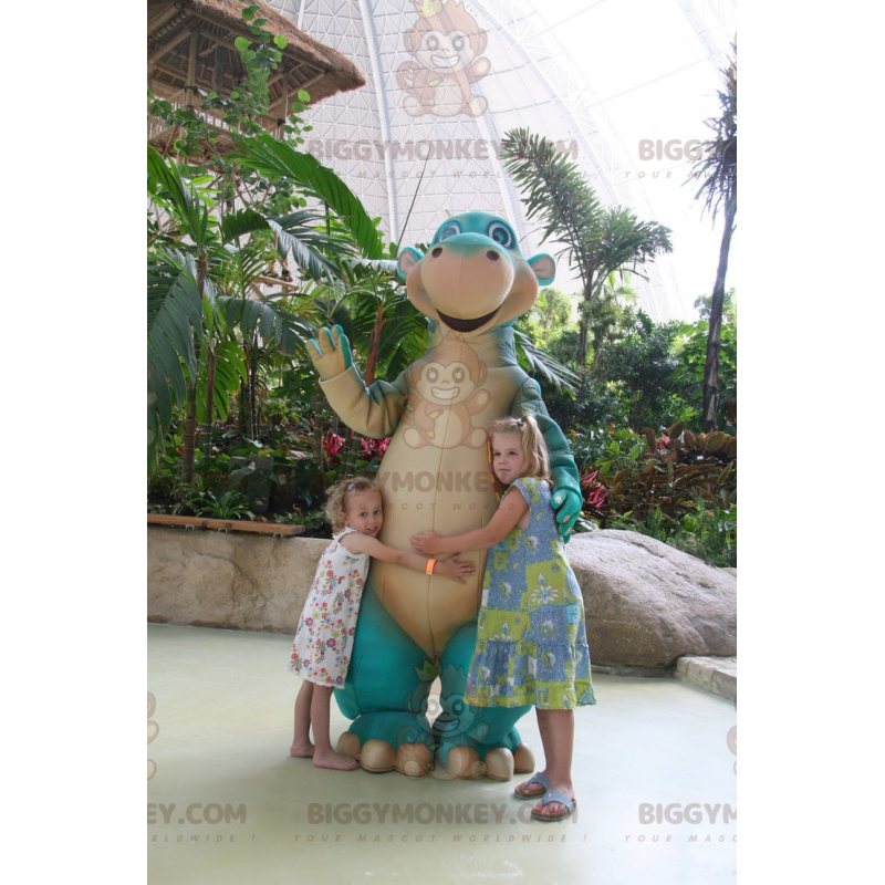 Giant Blue and Tan Dinosaur BIGGYMONKEY™ Mascot Costume -