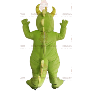 Costume de mascotte BIGGYMONKEY™ de dragon vert et blanc avec