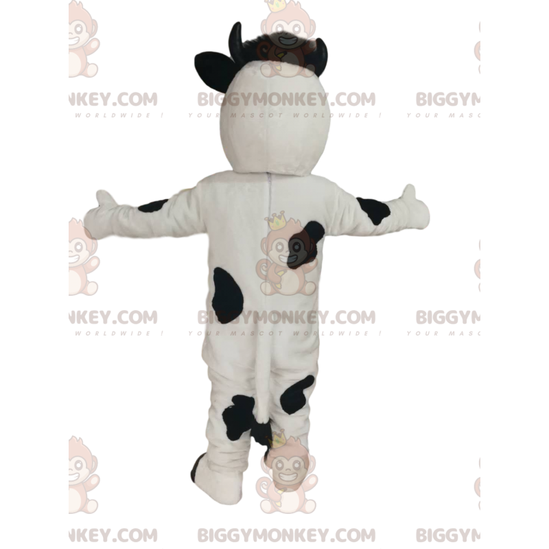 BIGGYMONKEY™ Mascot Costume Black and White Cow with Big Pink