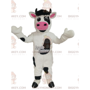 Costume de mascotte BIGGYMONKEY™ de vache noire et blanche avec