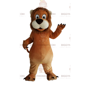 Costume de mascotte BIGGYMONKEY™ de lion marron avec un gros