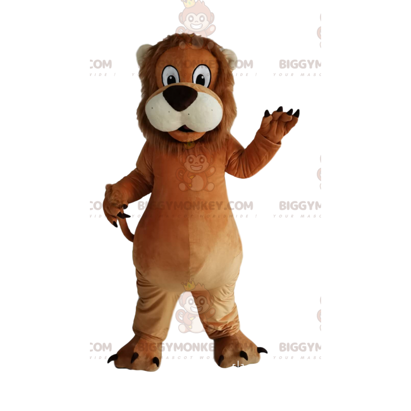 Costume de mascotte BIGGYMONKEY™ de lion marron avec un gros