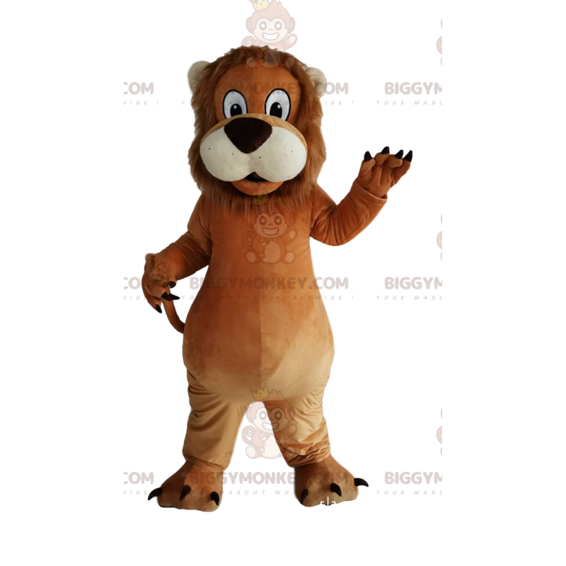 Disfraz de mascota BIGGYMONKEY™ de león marrón con bozal grande