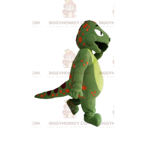 BIGGYMONKEY™ Groene dinosaurus mascottekostuum met oranje en