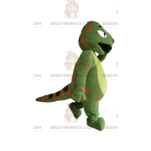 BIGGYMONKEY™ Grønt dinosaurmaskotkostume med orange og bordeaux