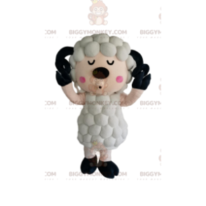 White Sheep BIGGYMONKEY™ Mascot Costume with Quirky Fur -