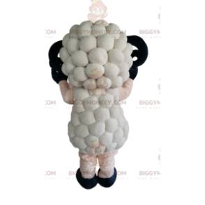Weißes Schaf BIGGYMONKEY™ Maskottchen-Kostüm mit schrulligem