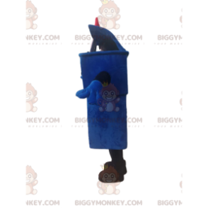 Disfraz de mascota BIGGYMONKEY™ Bote de basura azul con lazo