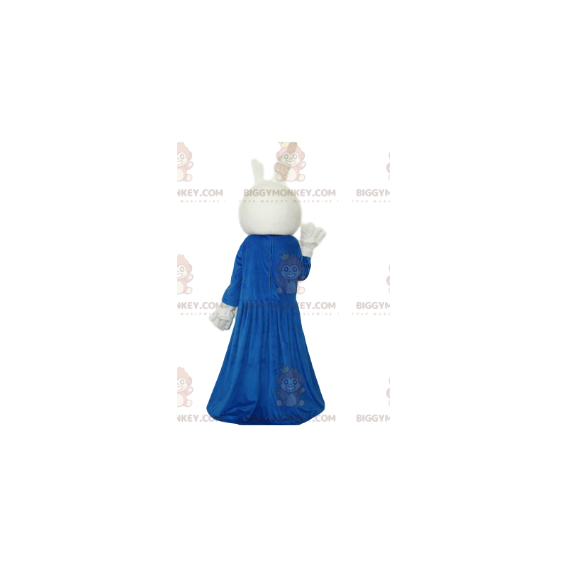 Weißer Hase BIGGYMONKEY™ Maskottchenkostüm mit blauem Kleid und
