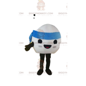 Smiling White Balloon BIGGYMONKEY™ Mascot Costume With Blue