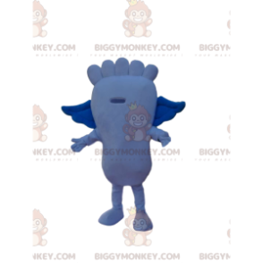 Traje de mascote BIGGYMONKEY™ Pé azul com asas pequenas –