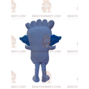 Traje de mascote BIGGYMONKEY™ Pé azul com asas pequenas –