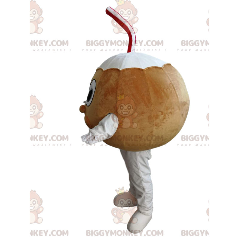 Traje de mascote Coconut BIGGYMONKEY™ com palha vermelha e