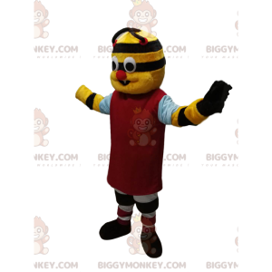 BIGGYMONKEY™ mascottekostuum geel en zwart karakter met rode