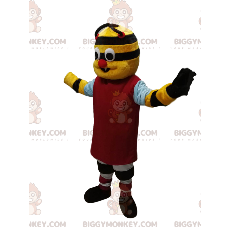 BIGGYMONKEY™ mascottekostuum geel en zwart karakter met rode